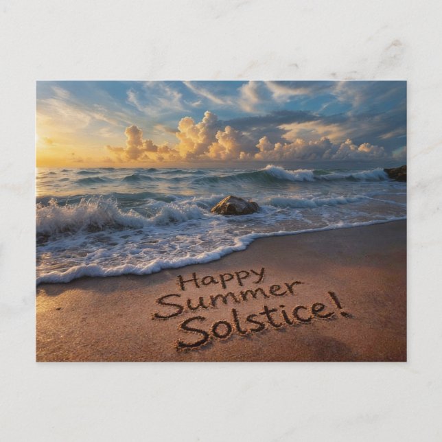 Summer Solstice Greetings Beach Writing  Postcard (Front)