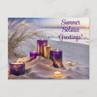 Summer Solstice Greetings Candles on the Beach Postcard