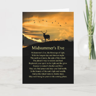 Summer Solstice Mid Summers Eve Elk and Poem  Card