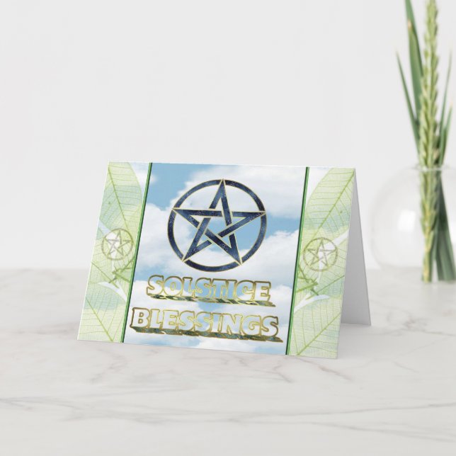 Summer Solstice Pagan Pentagram Card (Front)