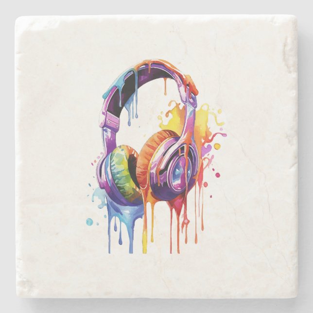 Summer Soundwaves  Stone Coaster (Front)