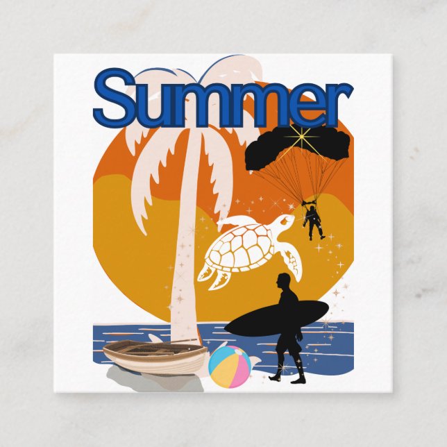 Summer Spirit Square Business Card (Front)