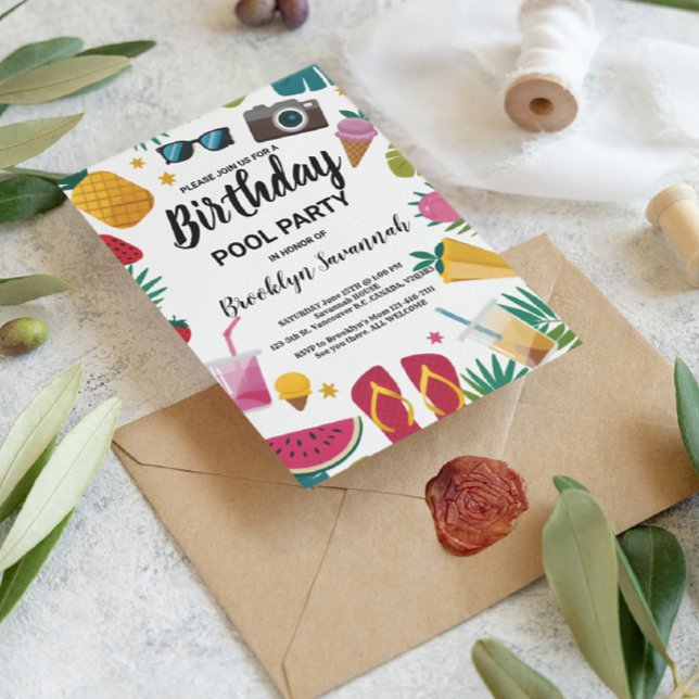 Summer Splash Birthday Pool Party Extravaganza Postcard (Creator Uploaded)