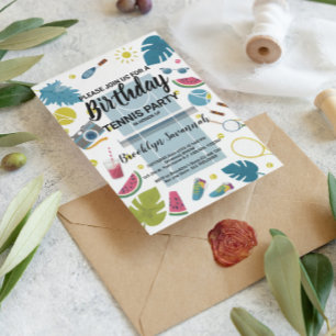 Summer Splash Birthday Tennis Party Postcard