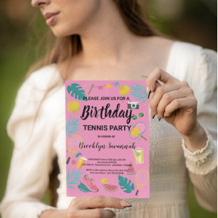 Summer Splash Birthday Tennis Party Postcard