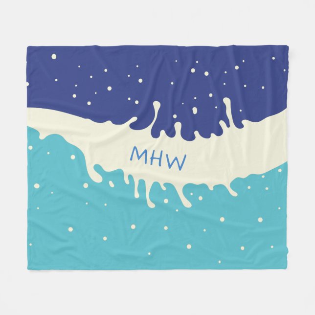 Summer Splash custom monogram fleece blanket (Front (Horizontal))
