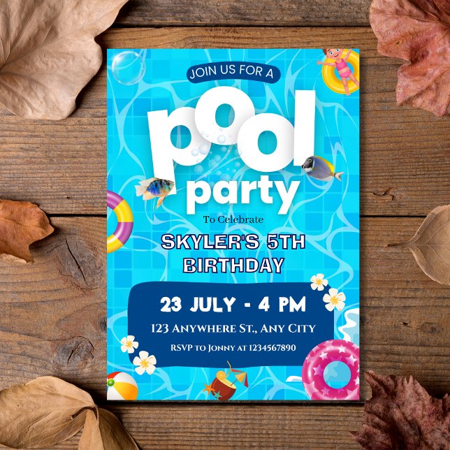 Summer Splash Kids Pool Party Birthday  Invitation (Summer Splash Kids Pool Party Birthday Invitation
)