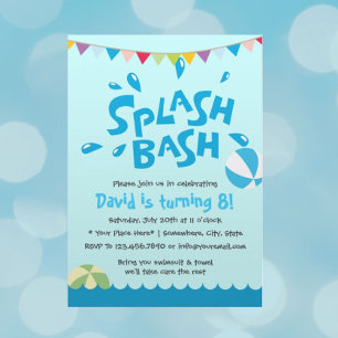 Summer Splash Pool Party Boys Birthday Invitation