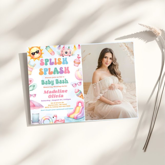 Summer Splish Splash Baby Shower Party Photo Invitation (Creator Uploaded)