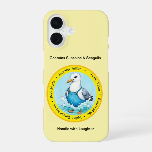 summer Splish Splash fun dressed up Seagull  iPhone 16 Case (Back)