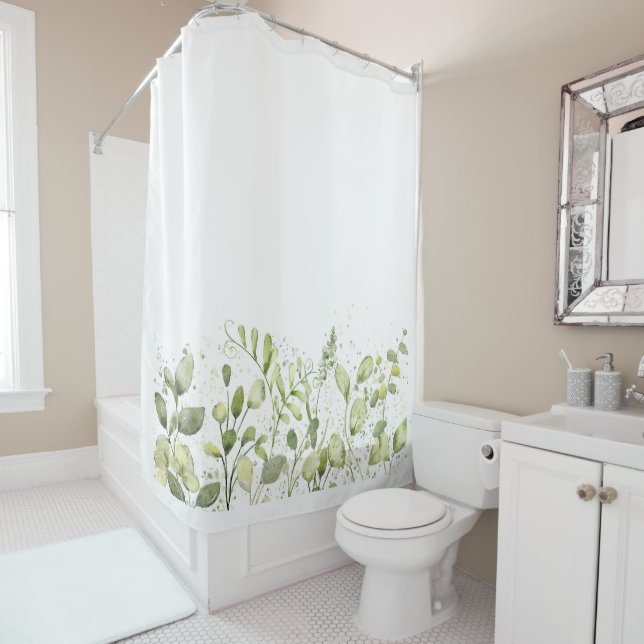 Summer Spring Greenery Eucalyptus Decor Shower Curtain (In Situ)