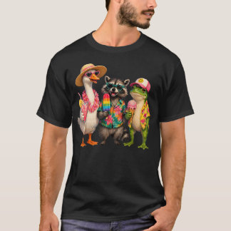 Summer Squad Funny Vacation Goose Racoon Frog T-Shirt