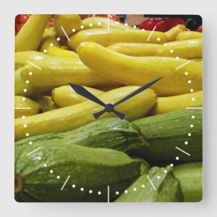 Summer Squash Numbered Square Wall Clock