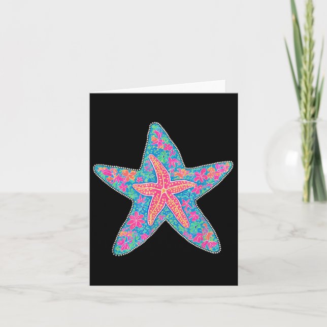 Summer Starfish,preppy Coastal Summer Funny Gift W Card (Front)