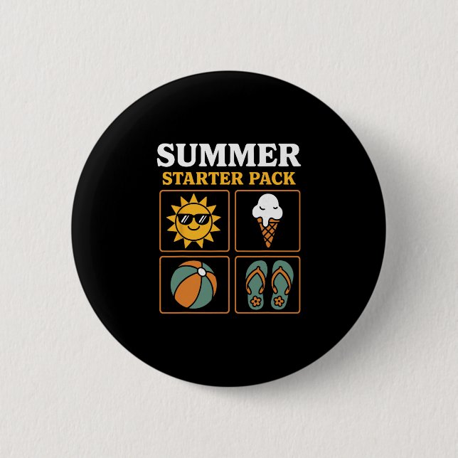 Summer Starter Pack Sun Flip Flops Ll And Ice Crea 6 Cm Round Badge (Front)