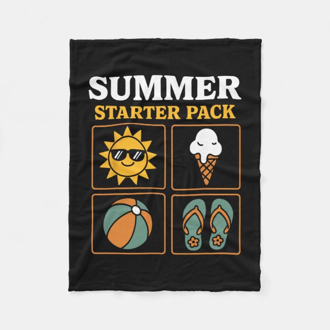 Summer Starter Pack Sun Flip Flops Ll And Ice Crea Fleece Blanket (Front)