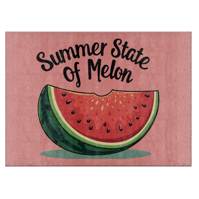 Summer State of Melon Retro Fruit Art Cutting Board (Front)