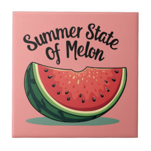 Summer State of Melon Retro Fruit Art Tile