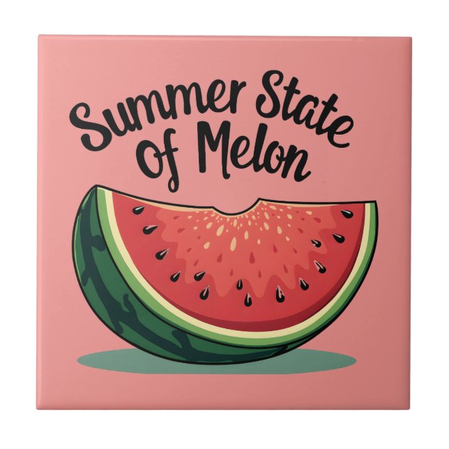 Summer State of Melon Retro Fruit Art Tile (Front)