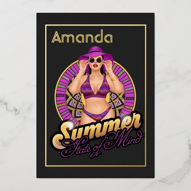 Summer State of Mind Beach Birthday Party Foil Inv (Front)