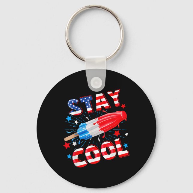 Summer Stay Cool Popsicle Funny 4th Of July Indepe Key Ring (Front)
