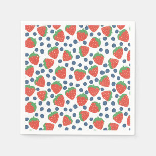 Summer Strawberries and Blueberries Fruit Pattern Napkin
