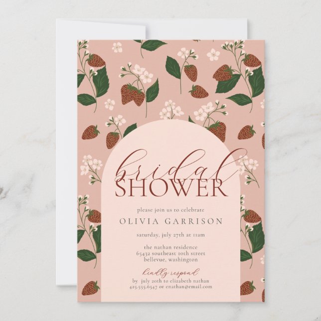 Summer Strawberries Bridal Shower Invitation (Front)