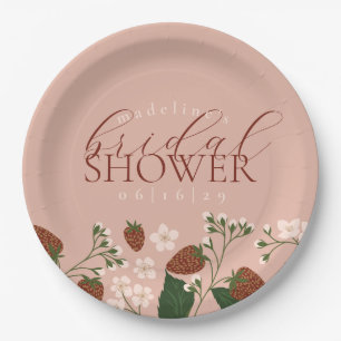 Summer Strawberries Bridal Shower Paper Plate