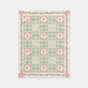 Summer Strawberries Floral Gingham Baby Girl Fleece Blanket