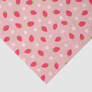 Summer Strawberries on Pink (large scale) Tissue Paper
