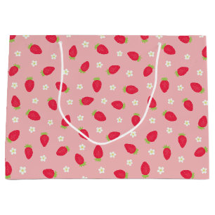 Summer Strawberries Pink Large Gift Bag