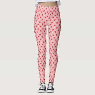 Summer Strawberries Pink Leggings