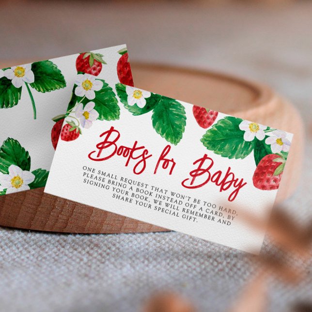 Summer Strawberry Baby Shower Books For Baby Enclosure Card (Creator Uploaded)