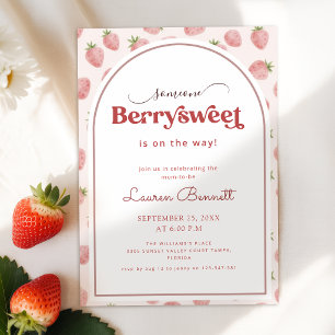 Summer Strawberry Berry Sweet Baby Shower Invitation