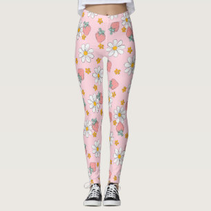 Summer Strawberry Daisy Pattern  Leggings
