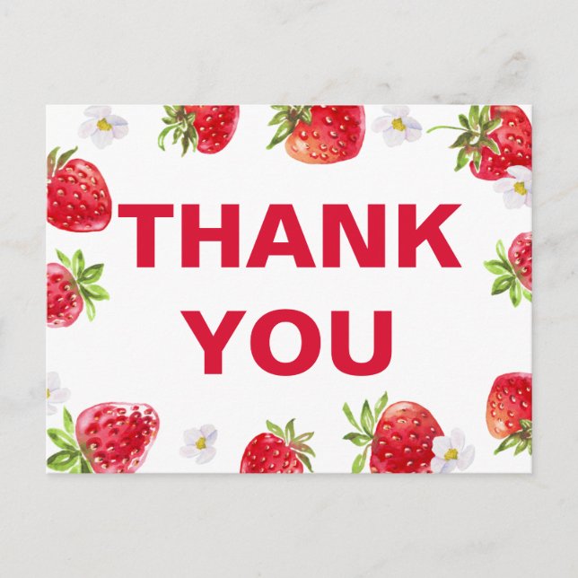 Summer Strawberry Fruit Cute Baby Shower  Postcard (Front)