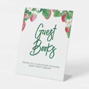 Summer Strawberry Guest Books Baby Shower Pedestal Sign