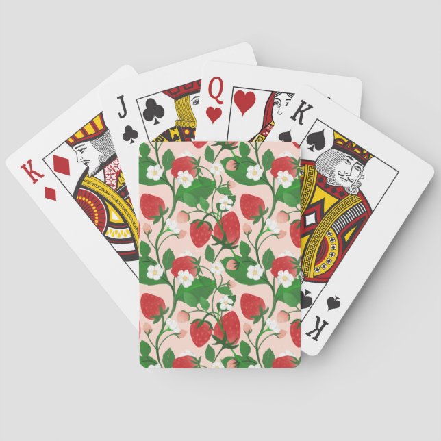 Summer Strawberry in Pink Playing Cards (Back)