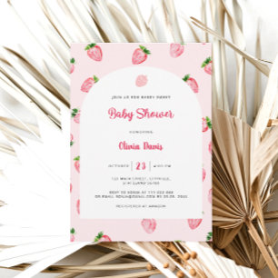 Summer Strawberry Modern Baby Shower Invitation