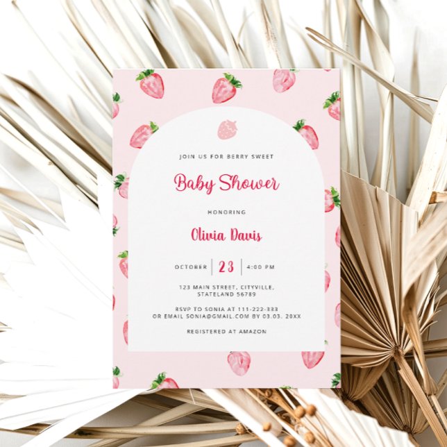 Summer Strawberry Modern Baby Shower Invitation (Creator Uploaded)