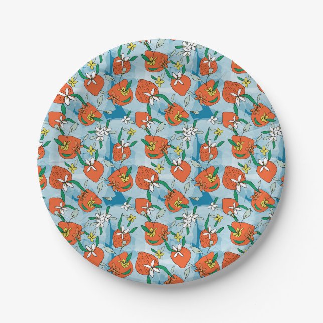 Summer Strawberry Paper Party Plates (Front)