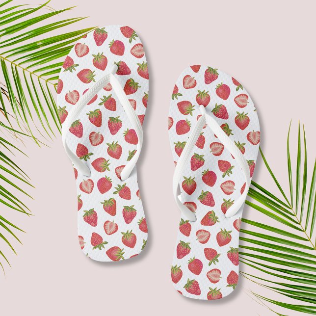 Summer Strawberry Pattern Jandals (Summer strawberry pattern flip flops, perfect for summer, girly weekends or any time!)