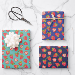 Summer Strawberry Pattern Wrapping Paper Sheet