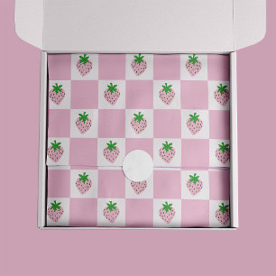 Summer Strawberry Pink Chequerboard Tissue Paper