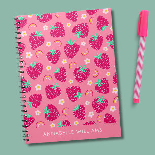 Summer strawberry rainbow and daisy notebook
