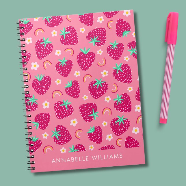 Summer strawberry rainbow and daisy notebook (Summer strawberry rainbow and daisy personalized notebook)