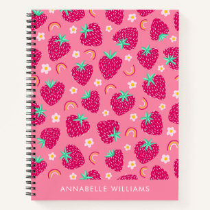 Summer strawberry rainbow and daisy notebook