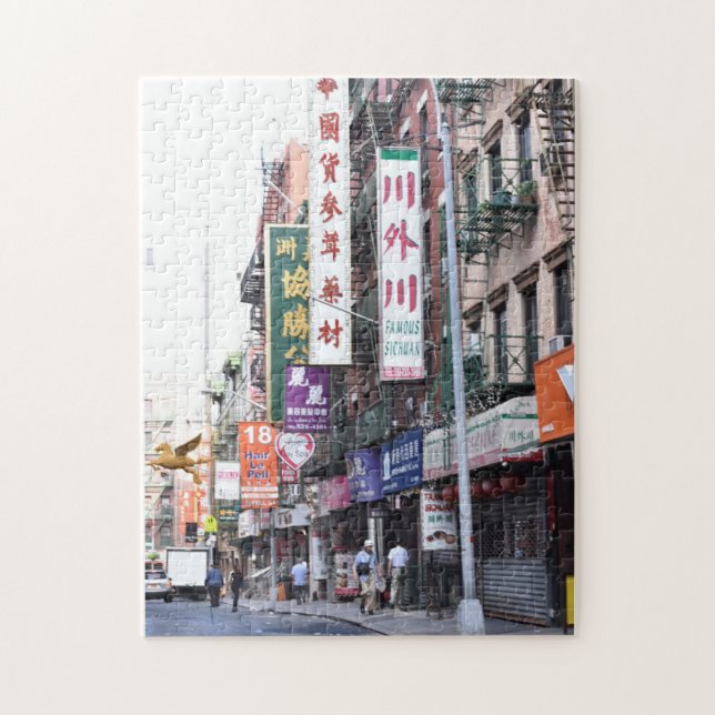Summer Street Scene Chinatown Manhattan New York Jigsaw Puzzle (Vertical)