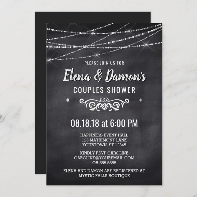 Summer String Lights Couples Shower Invitation (Front/Back)