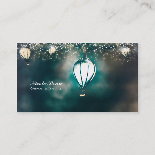Summer String Lights Enchanted Chic Evening Business Card (Front)